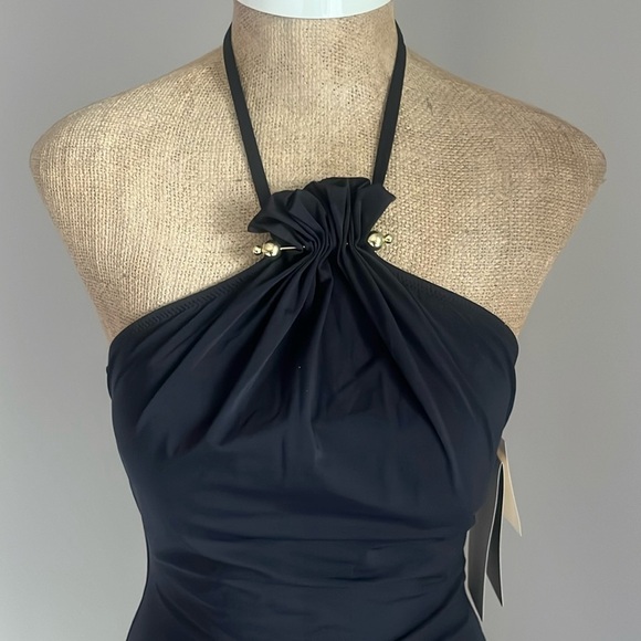 Gottex Grace Kelly Black High Neck Halter Swimsuit size 10 NEW - Picture 4 of 7